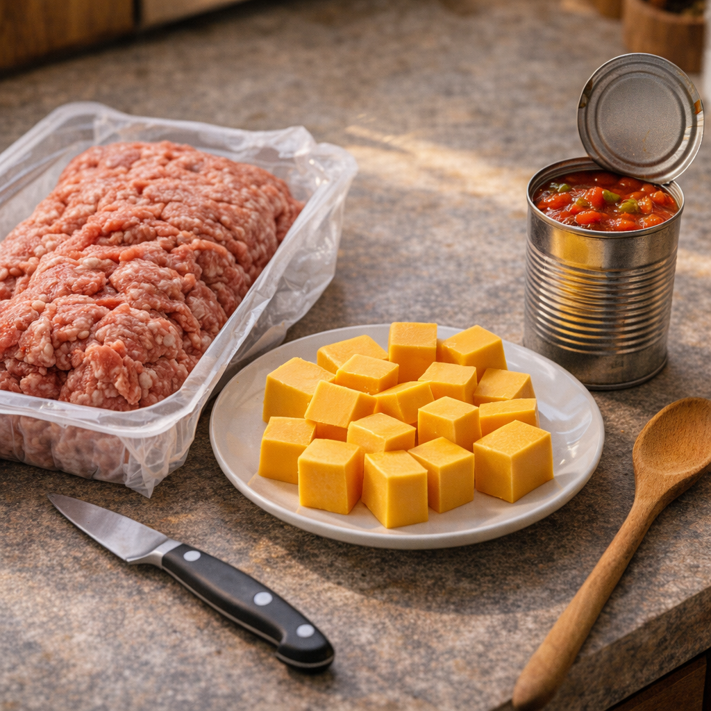 Simple ingredients for sausage dip