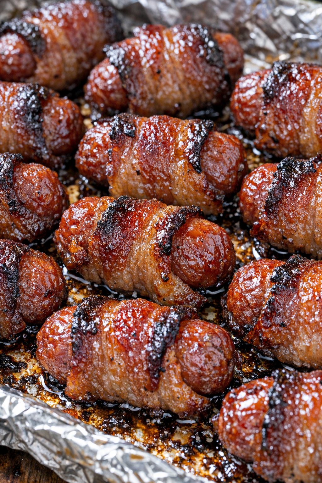 Finished bacon sausage bombs fresh from the oven