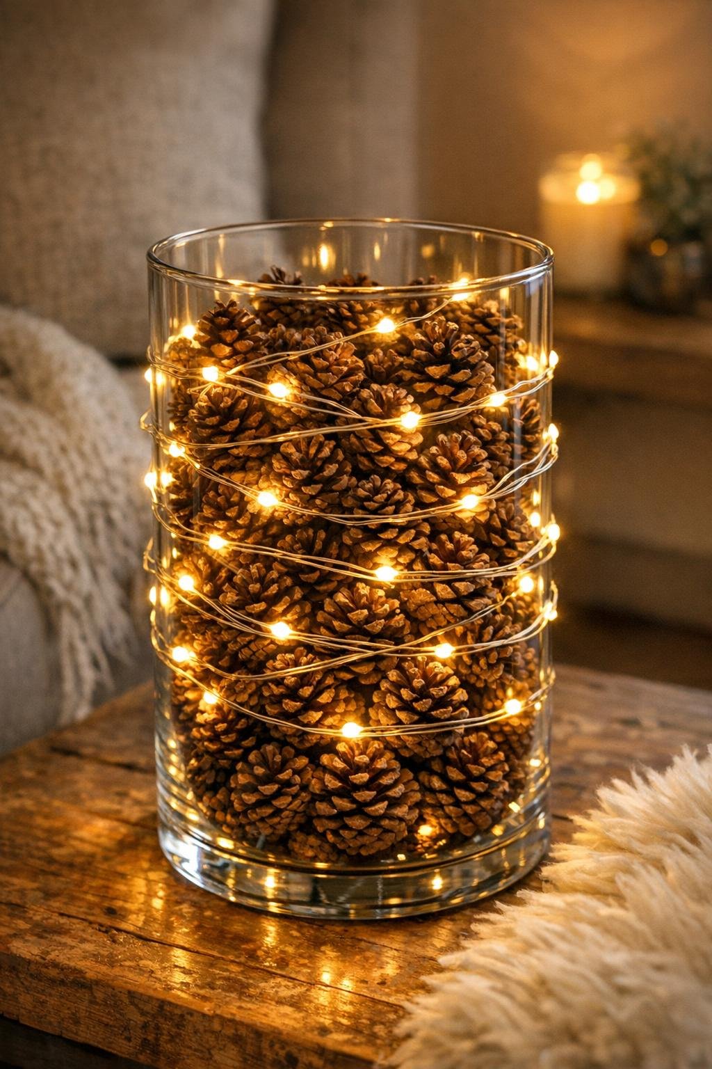 Finished cozy living room vase light
