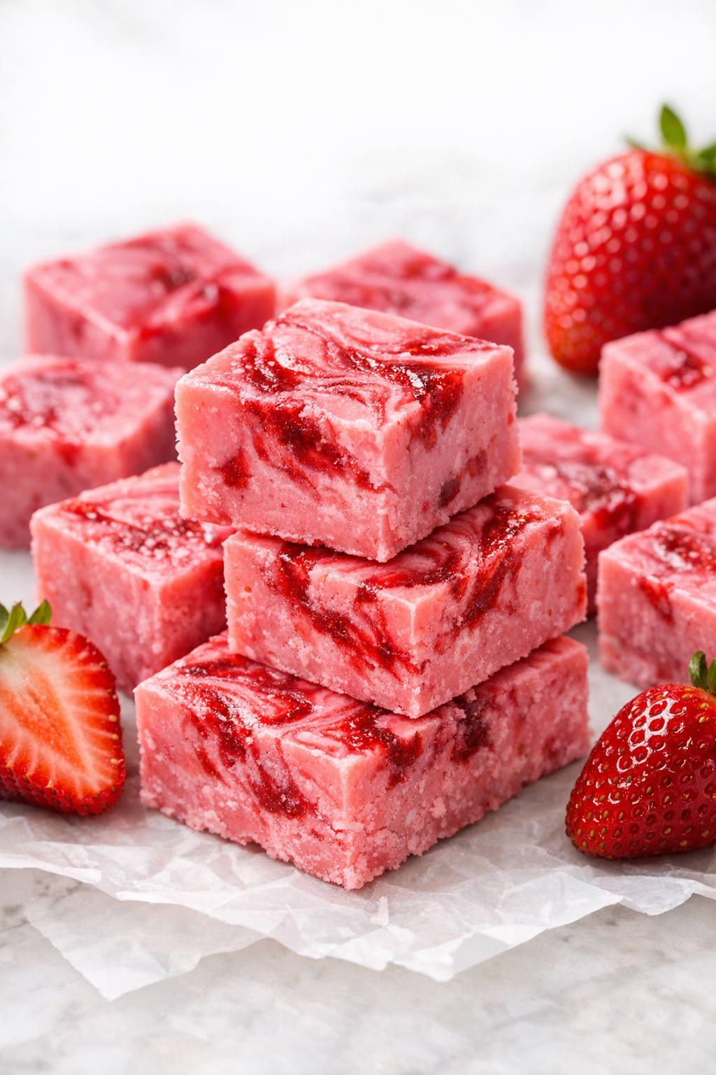 Strawberry fudge variation with intensified berry color