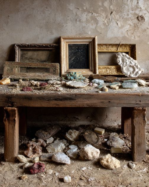 Trash Picture Frame Strip old picture frames and thread ornaments through. This one turns ...