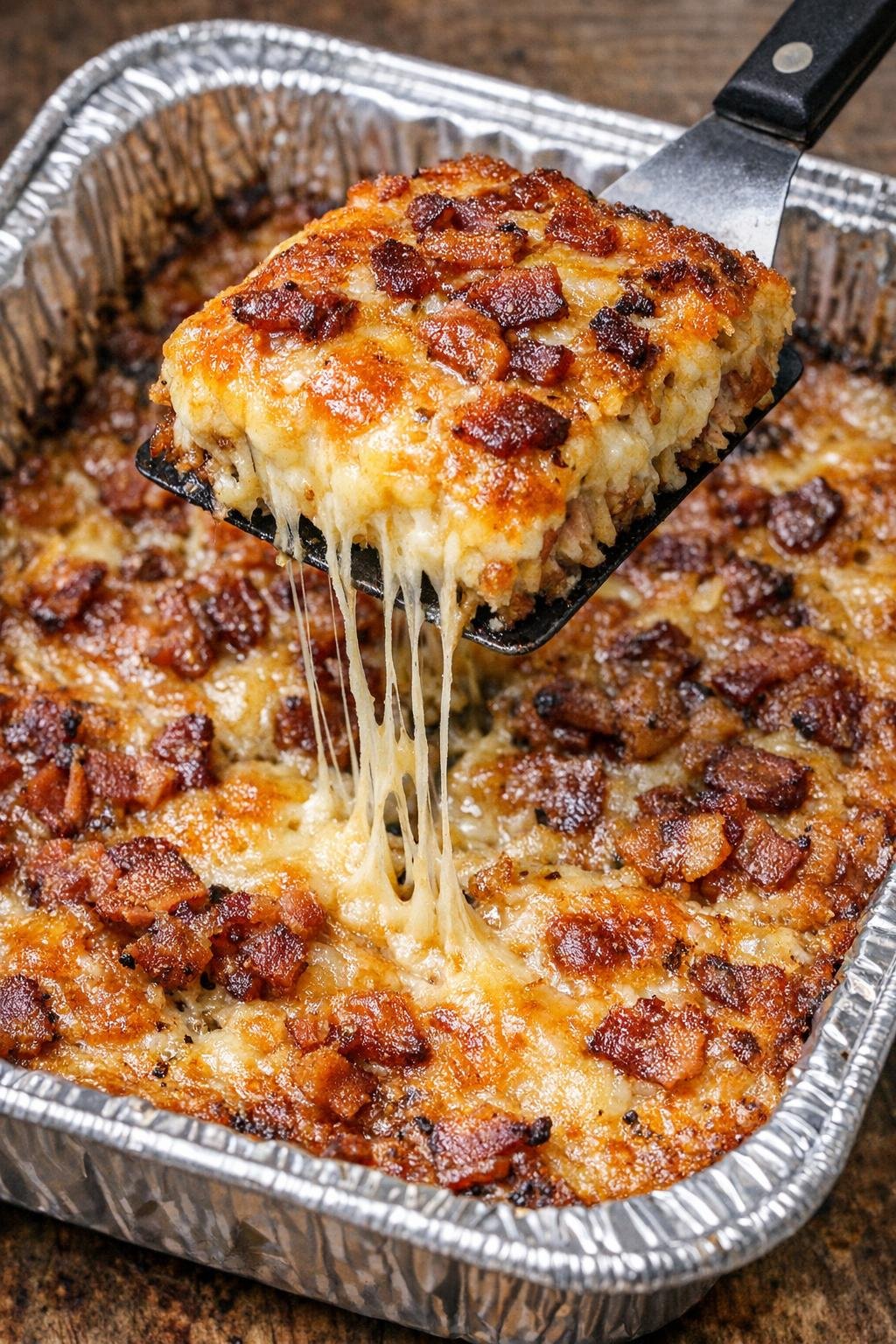 Low carb bacon Biltmore bakes in a foil tray