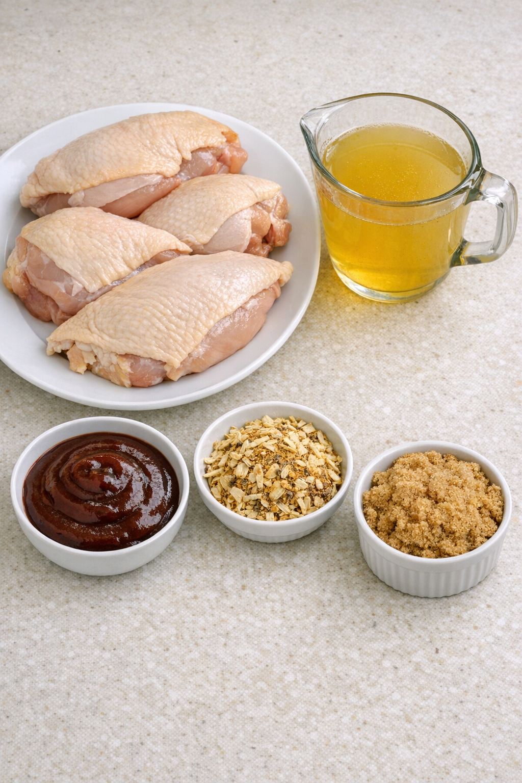 Main ingredients for slow cooker chicken