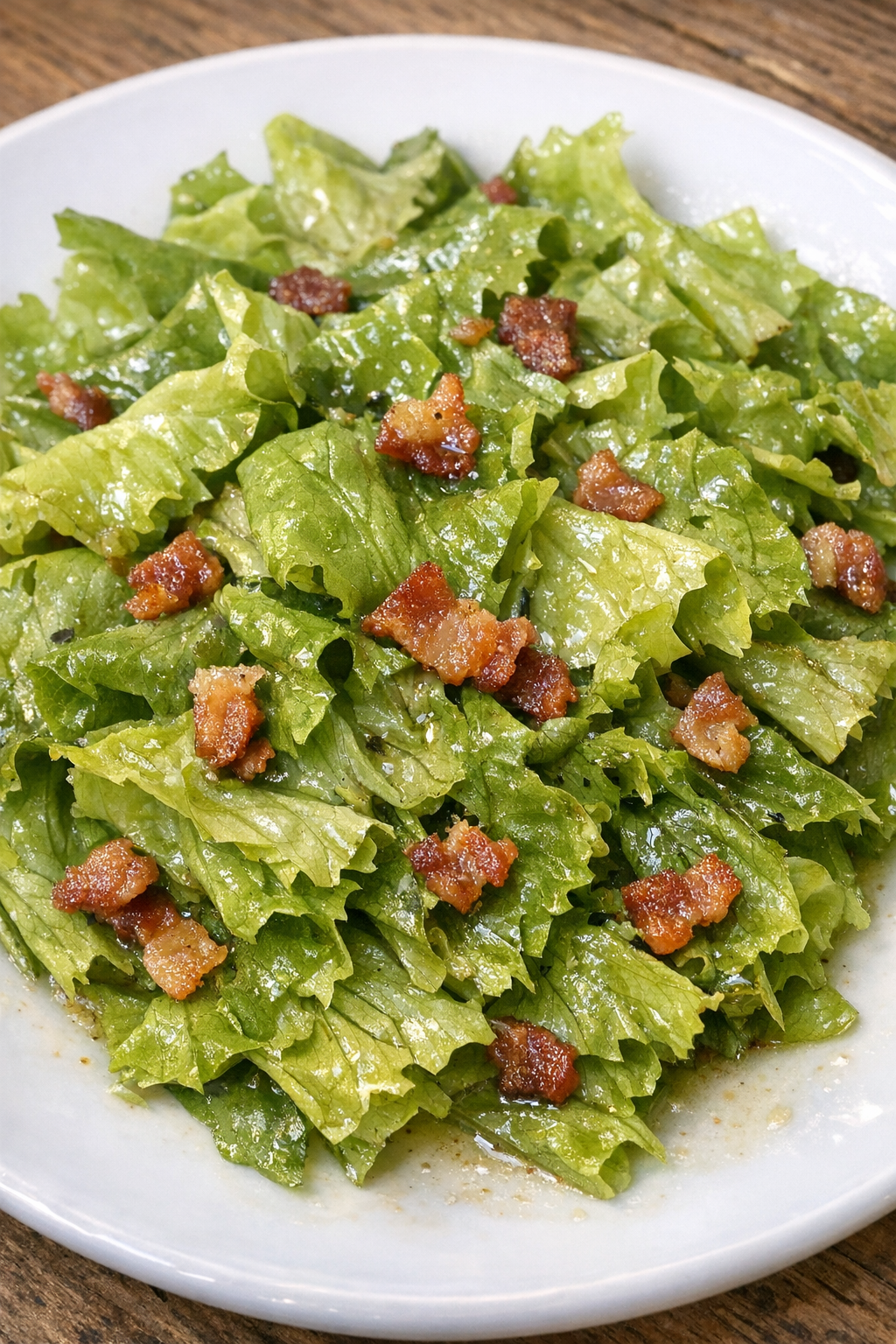Wilted lettuce salad close up