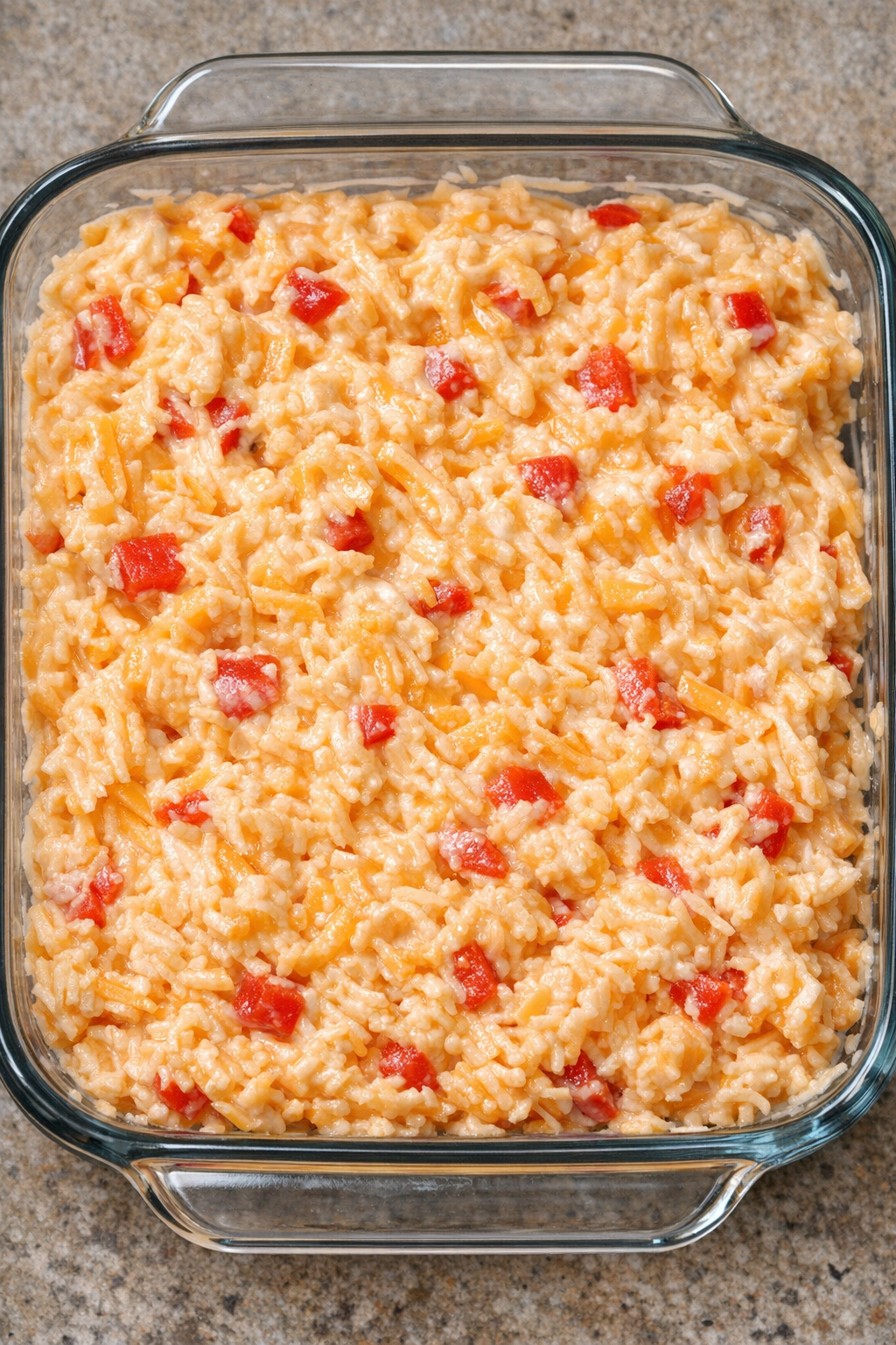 Southern 3-ingredient pimento cheese in a glass casserole dish