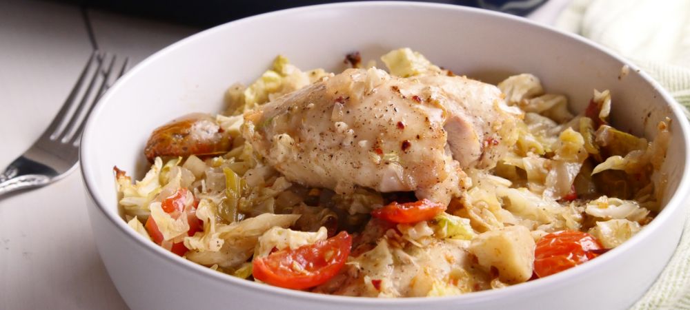 Super Simple, Low-carb Roast Chicken And Cabbage Recipe and Video