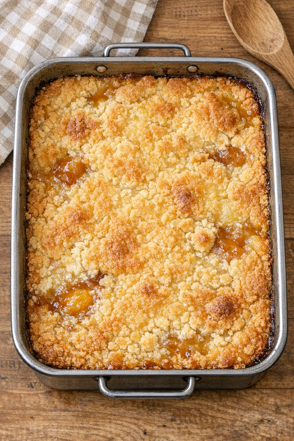 Finished baked cake mix dessert in roasting pan