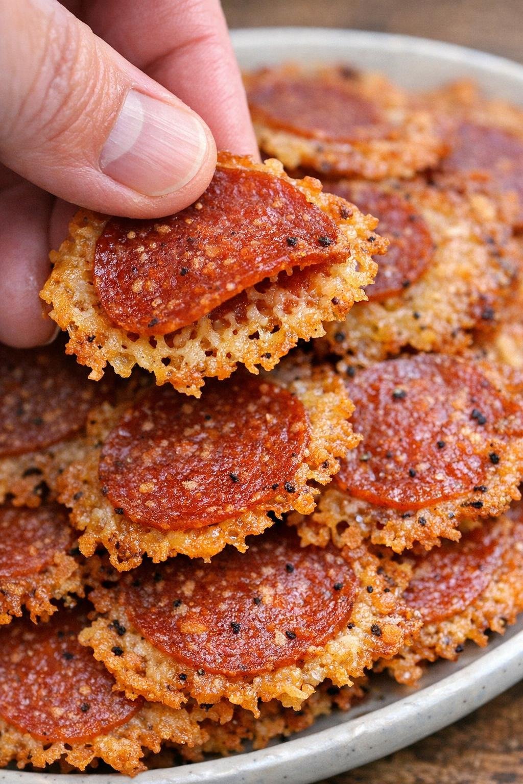 Finished pepperoni Winthrop crisps